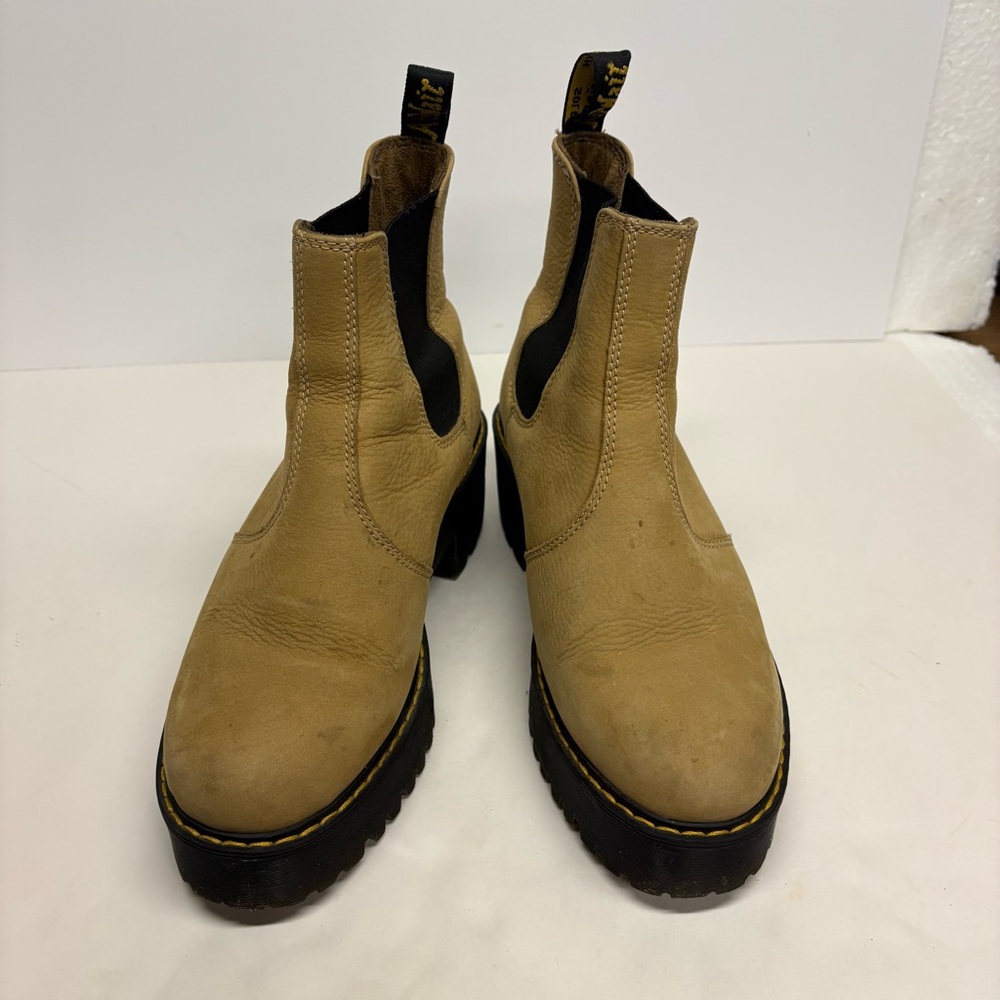 Dr Martens  Rometty Nubuck Leather Platform Chelsea Sand Boots Size 10 - Picture 5 of 11
